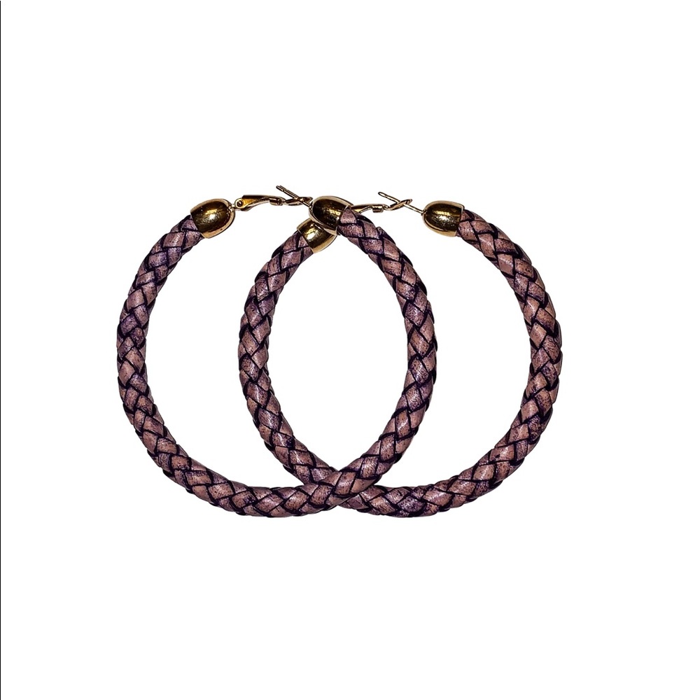 New 70mm genuine leather hoop earrings. Handmade